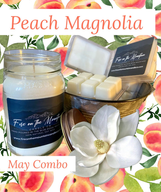 Fire on the Mountain Candle/Melt May Combo, Peach Magnolia
